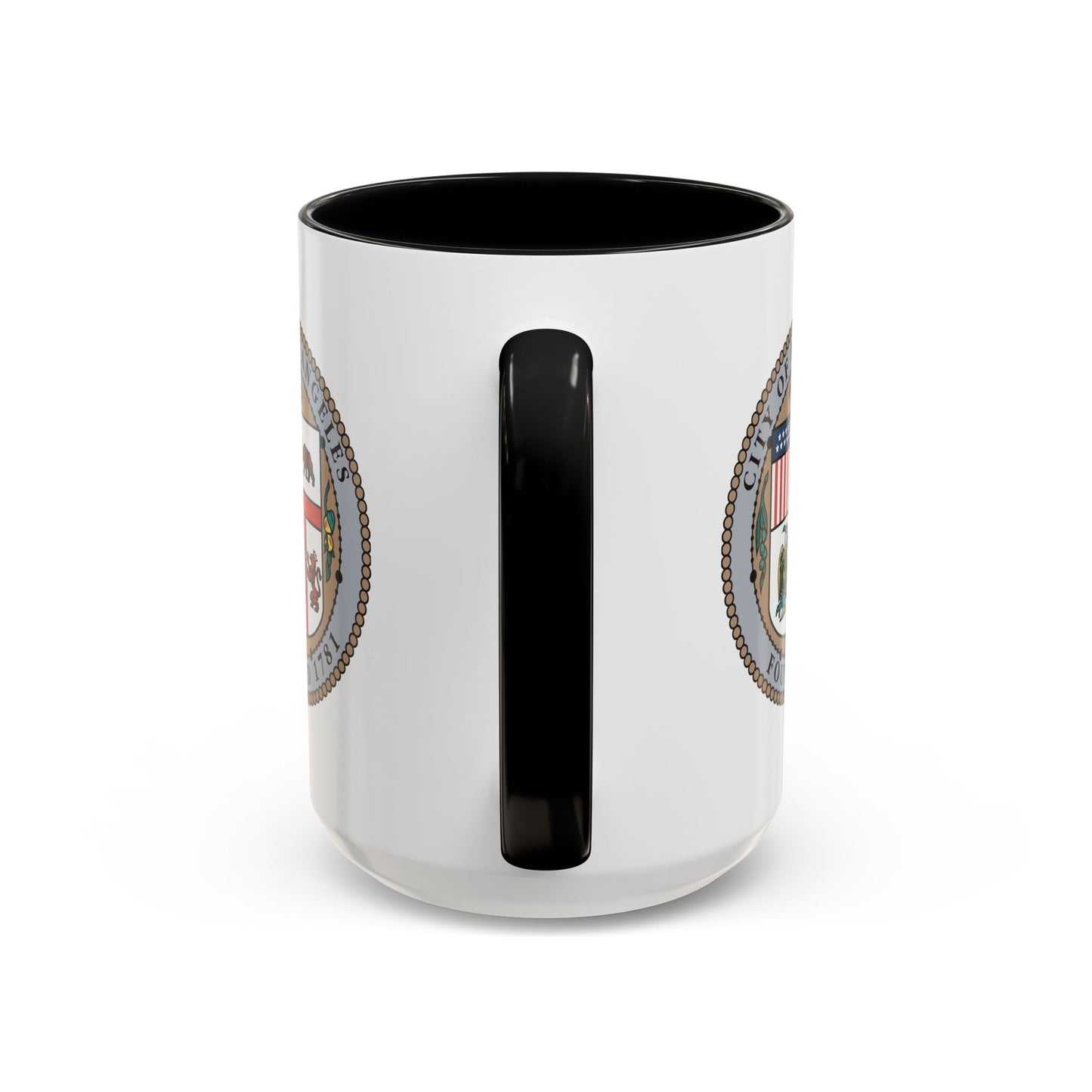 City of Los Angeles California Seal Coffee Mug - Double Sided Print, Black Accent White Ceramic, 15oz by TheGlassyLass.com