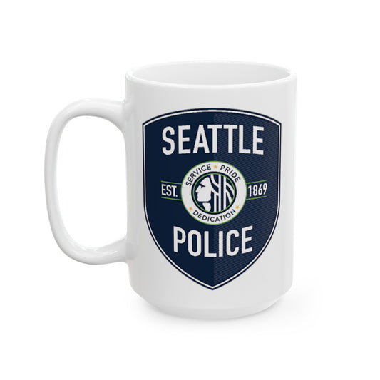 Seattle Police Coffee Mug - Double Sided White Ceramic 15oz by TheGlassyLass.com