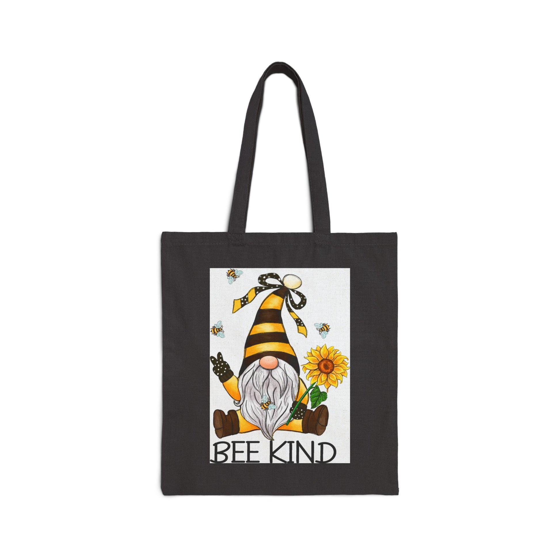Bee Kind Garden Gnome Tote Bag - Heavyweight 100% Cotton Canvas by TheGlassyLass.com