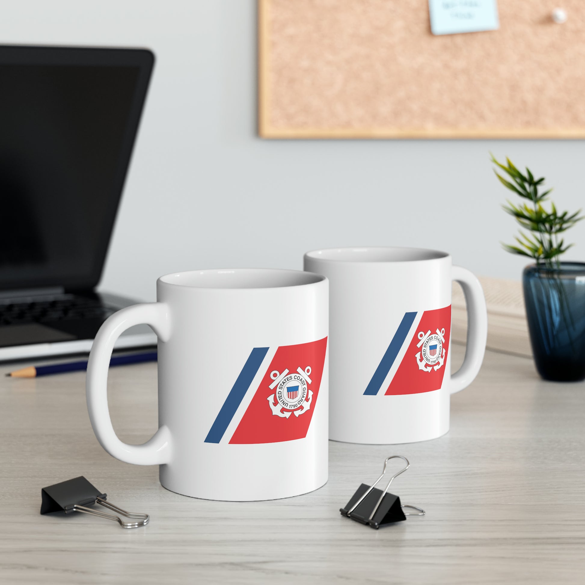 United States Coast Guard Hull Crest Coffee Mug - Double Sided White Ceramic 11oz by TheGlassyLass.com