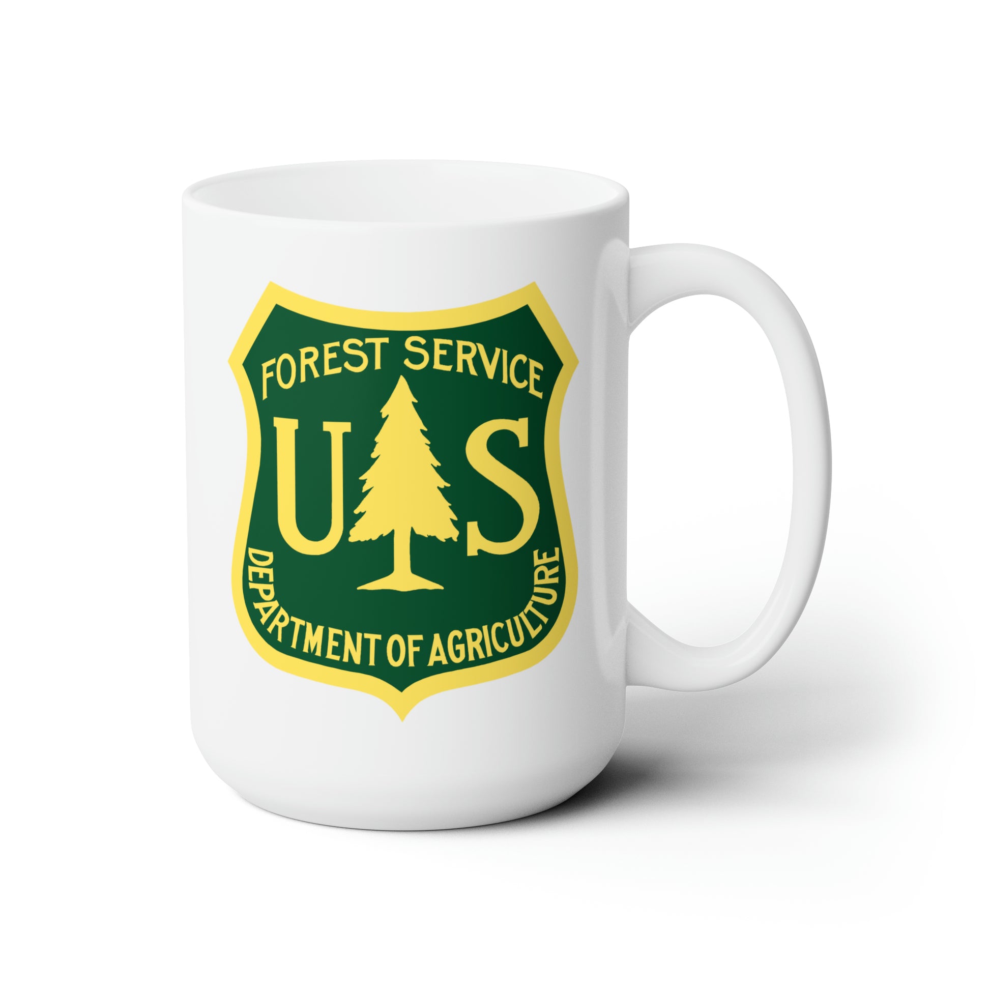 Forest Service Coffee Mug - Double Sided White Ceramic 15oz by TheGlassyLass.com