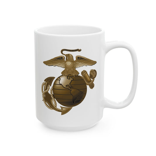 United States Marine Corps Anchor and Globe Coffee Mug - Double Sided White Ceramic 15oz by TheGlassyLass.com