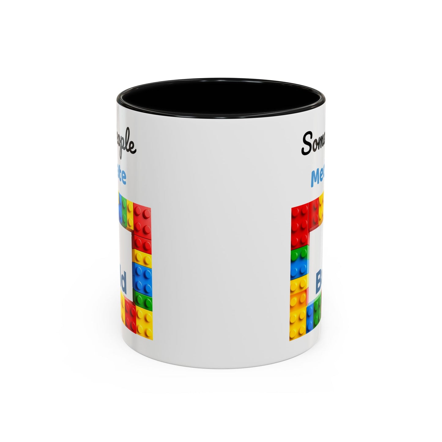 LEGO Build Coffee Mug - Double Sided Black Accent White Ceramic 11oz by TheGlassyLass.com