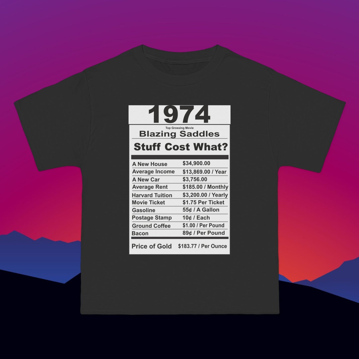 1974 Birthday T-Shirt: (Hanes Beefy-T 100% Preshrunk Cotton Custom Printed by TheGlassyLass.com