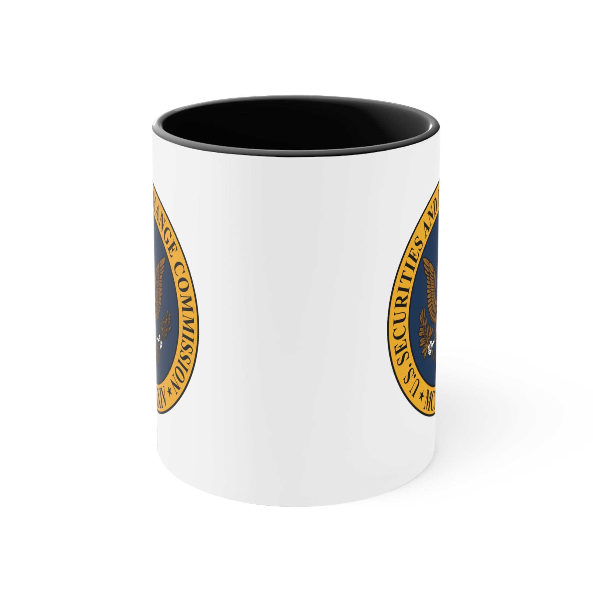 SEC Logo Coffee Mug - Double Sided Black Accent White Ceramic 11oz by TheGlassyLass.com