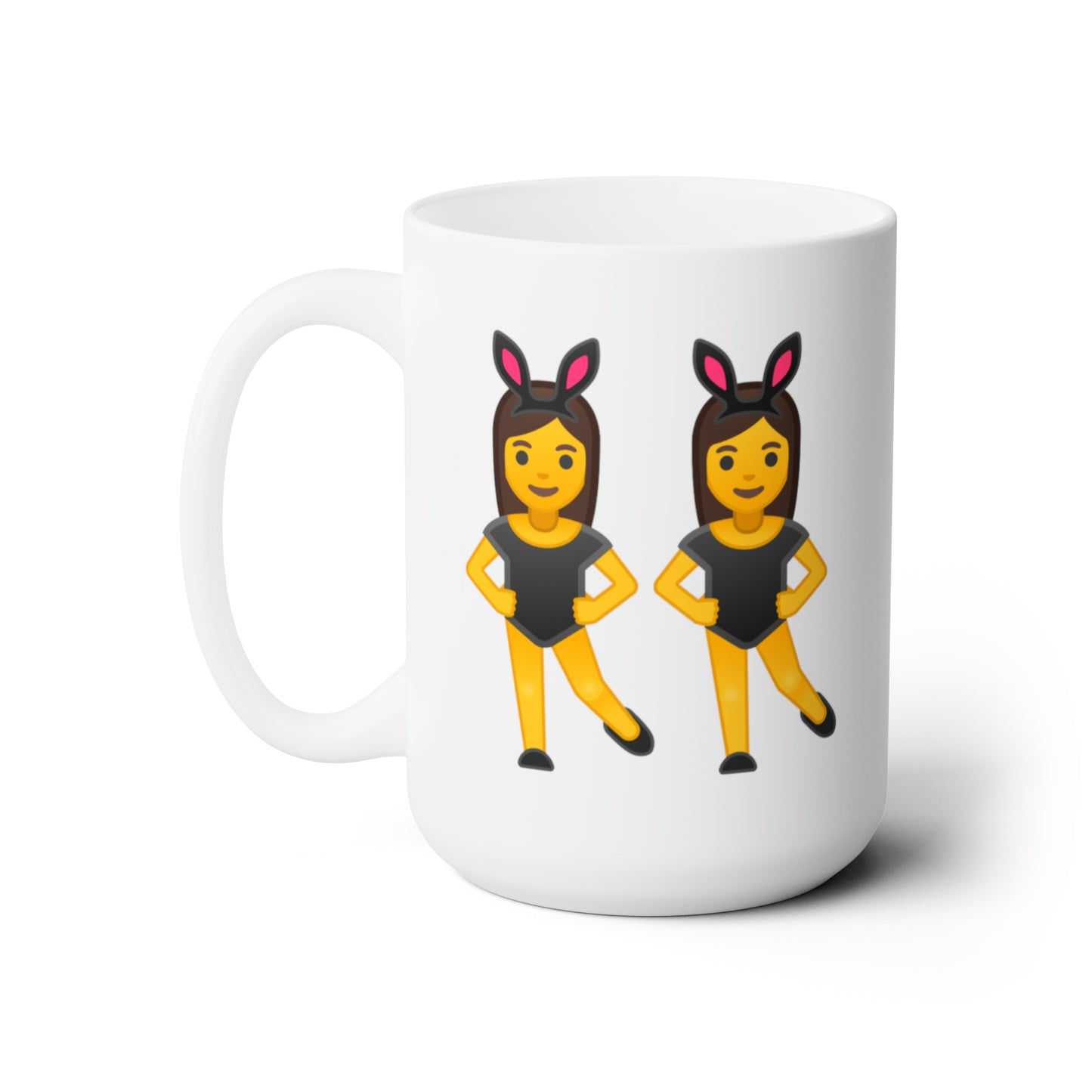 Twins Emoji Coffee Mug - Double Sided White Ceramic 15oz by TheGlassyLass.com