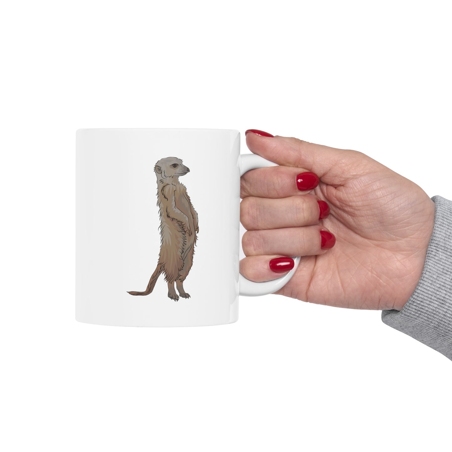 Meerkat Coffee Mug - Double Sided White Ceramic 11oz by TheGlassyLass