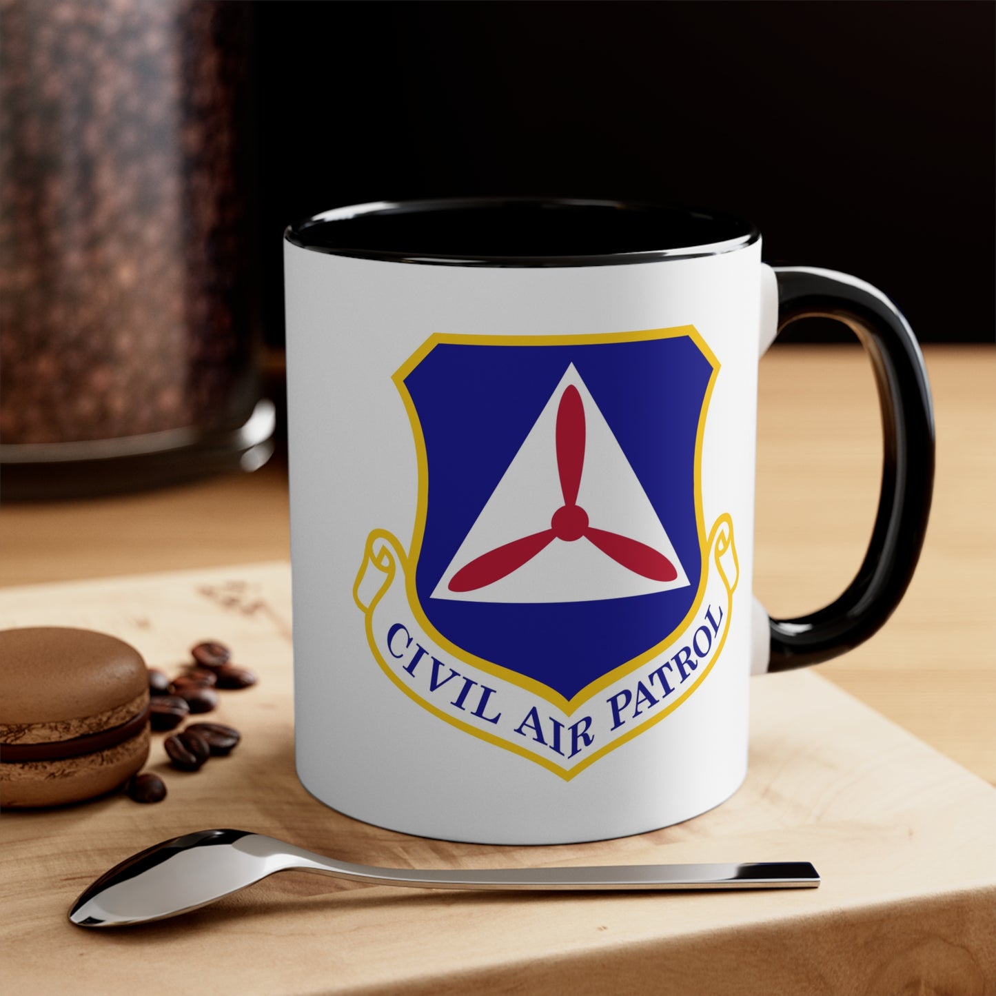 Civil Air Patrol Coffee Mug - Double Sided Black Accent White Ceramic 11oz by TheGlassyLass