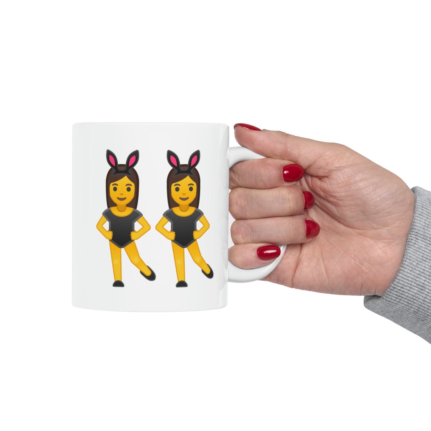 Twins Emoji Coffee Mug - Double Sided White Ceramic 11oz by TheGlassyLass,com