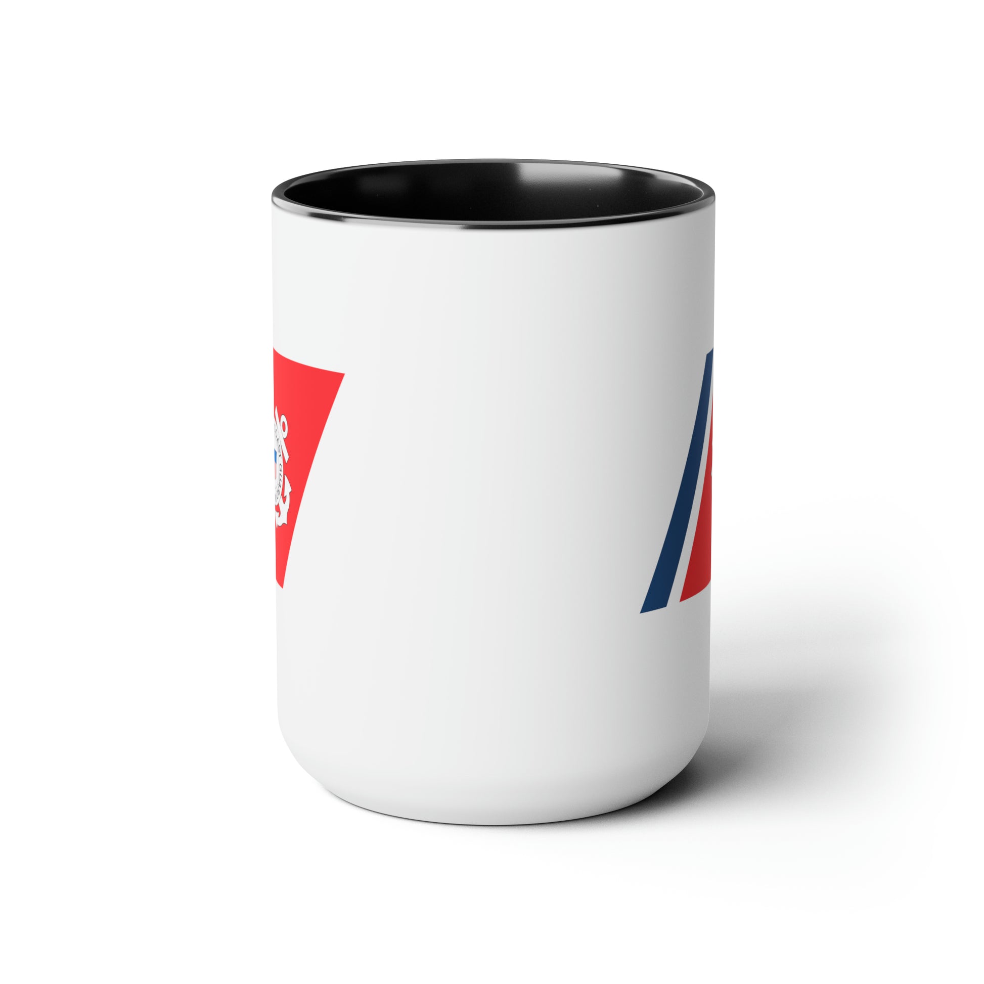 Coast Guard Hull Crest Coffee Mug - Double Sided Black Accent White Ceramic 15oz by TheGlassyLass.com