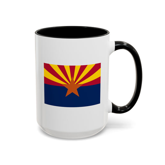 Arizona State Flag - Double Sided Black Accent White Ceramic Coffee Mug 15oz by TheGlassyLass.com