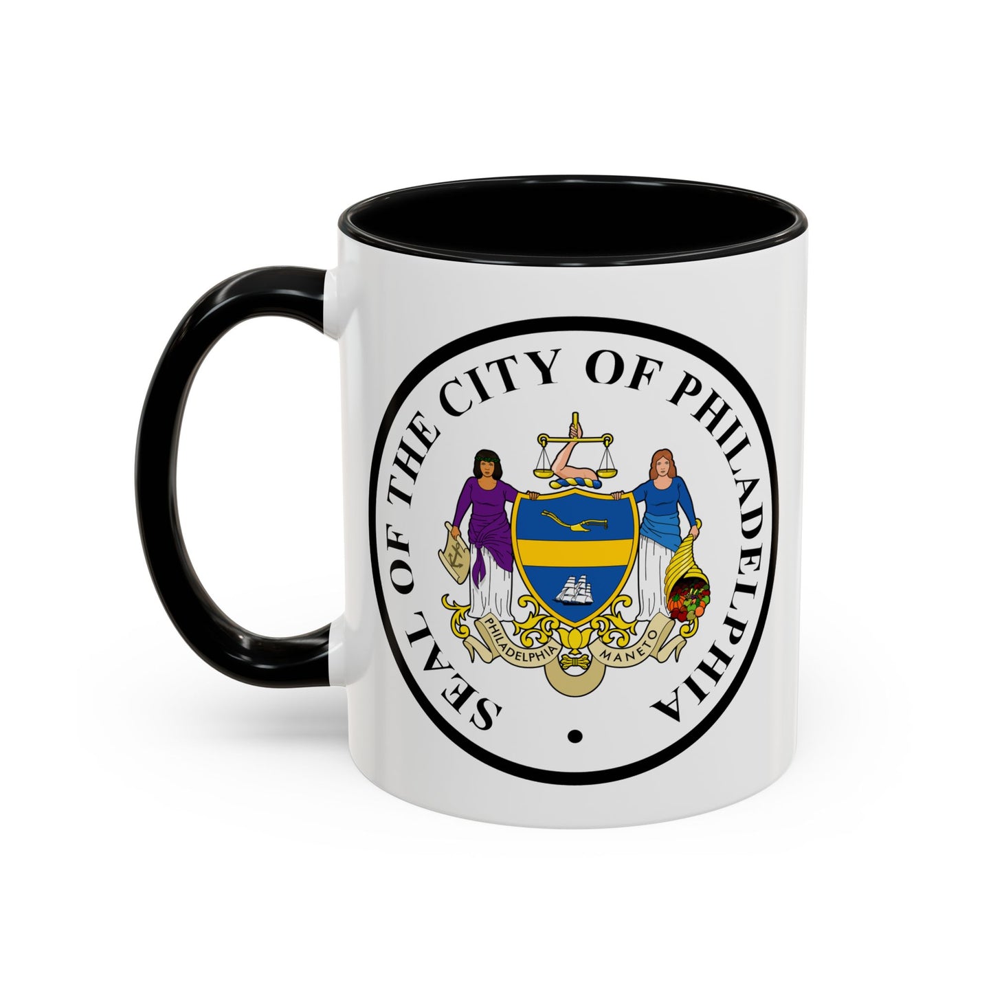 City of Philadelphia Seal Coffee Mug - Double Sided Print, White Ceramic, 15oz by TheGlassyLass.com