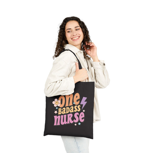 One Badass Nurse Logo Tote Bag - Heavyweight 100% Cotton Canvas by TheGlassyLass.com