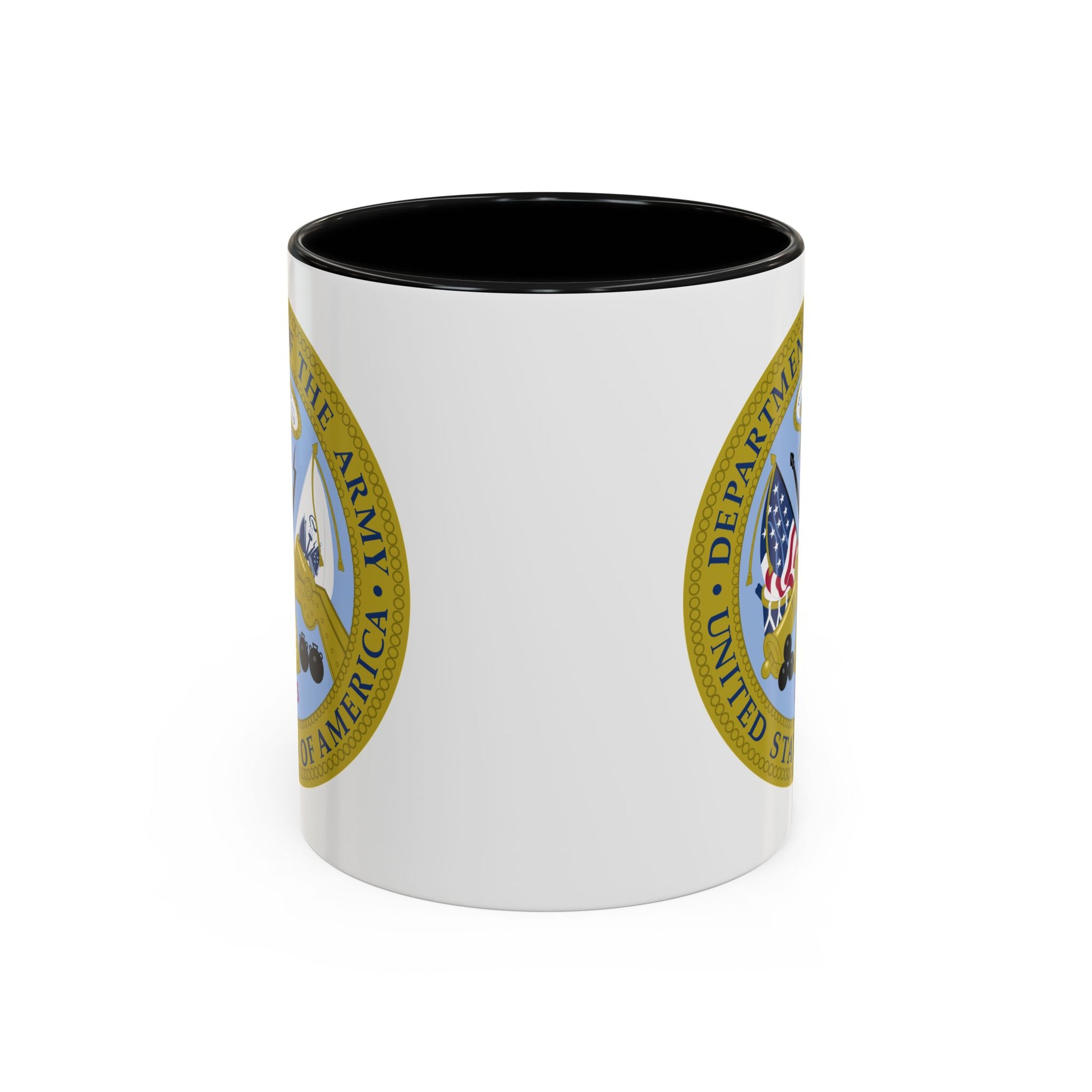 Department of the Army Seal Coffee Mug - Double Sided Print, Black Accent White Ceramic, 11oz by TheGlassyLass.com