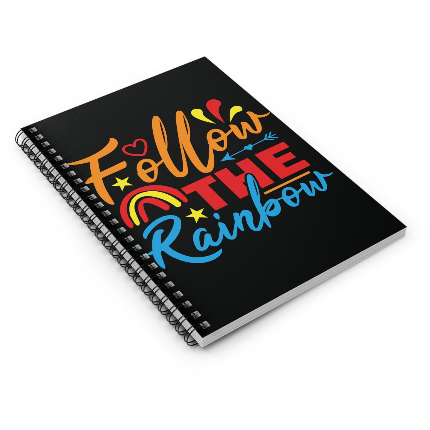 Follow the Rainbow: Black Spiral Notebook - Log Books - Journals - Diaries - and More Custom Printed by TheGlassyLass