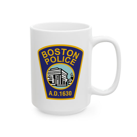 Boston Police Coffee Mug - Double Sided White Ceramic 15oz by TheGlassyLass.com
