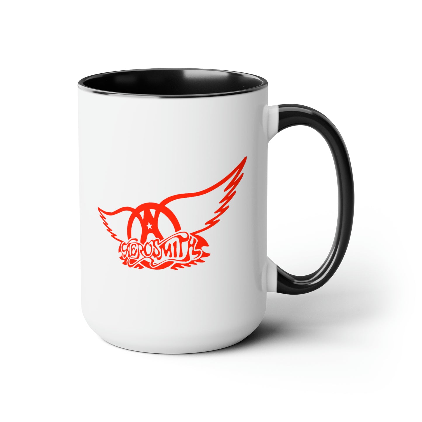 Aerosmith Coffee Mug - Double Sided Black Accent White Ceramic 15oz by TheGlassyLass