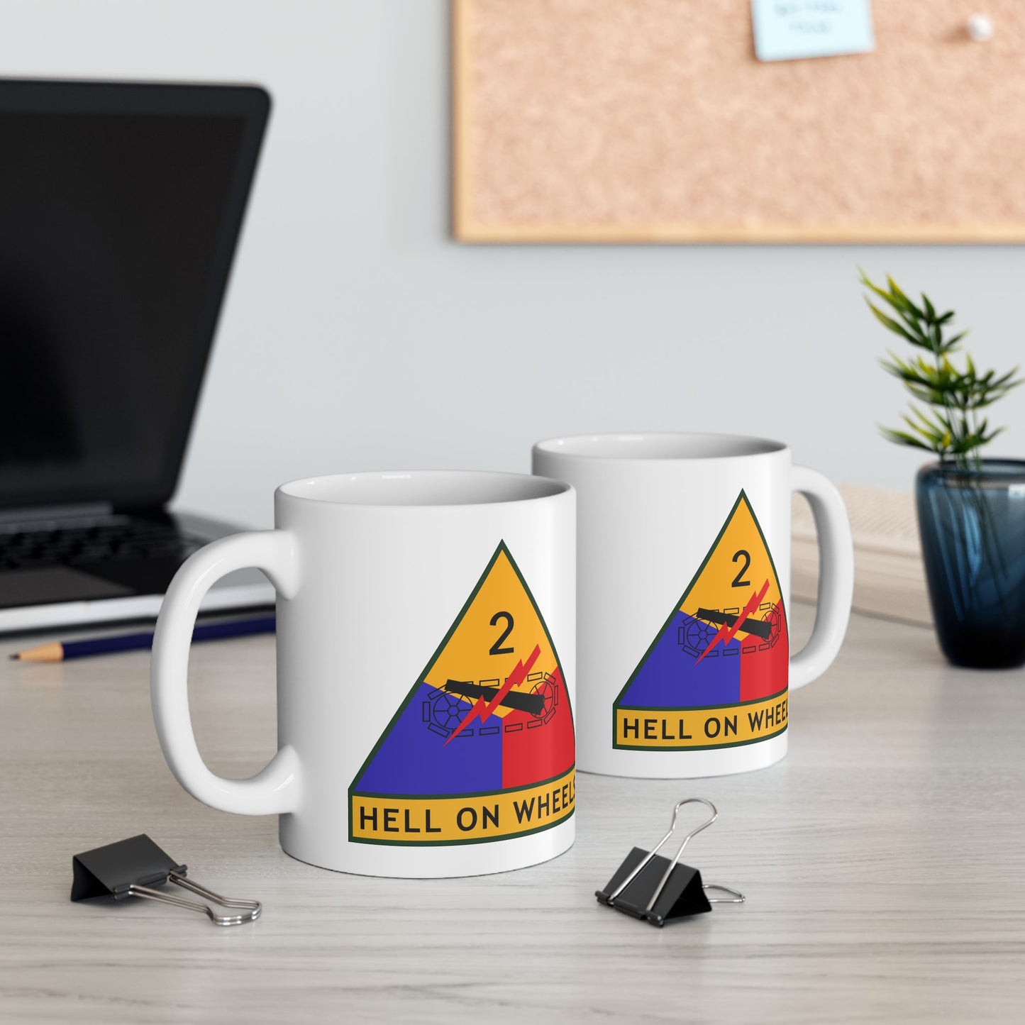 US Army 2nd Armored Division Insignia - Double Sided White Ceramic Coffee Mug 11oz by TheGlassyLass.com