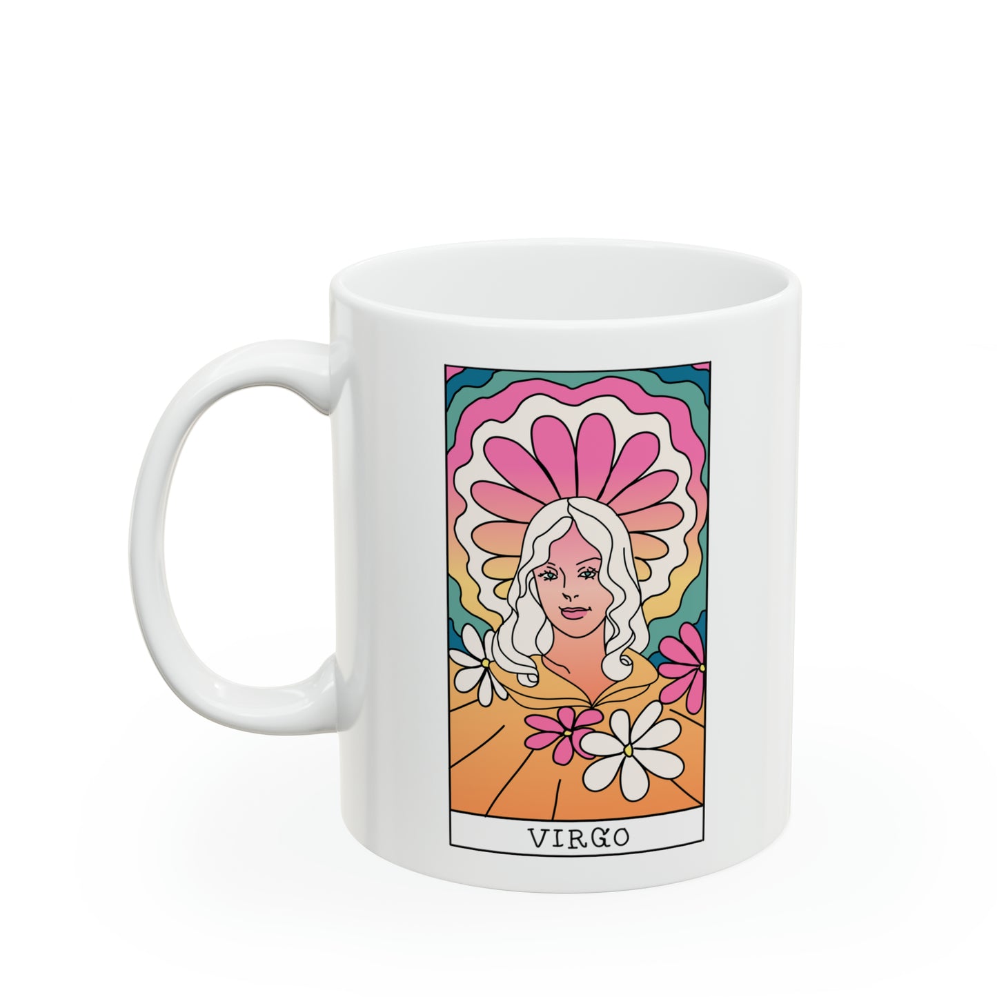 Virgo Tarot Card Coffee Mug - Double Sided 11oz White Ceramic by TheGlassyLass.com