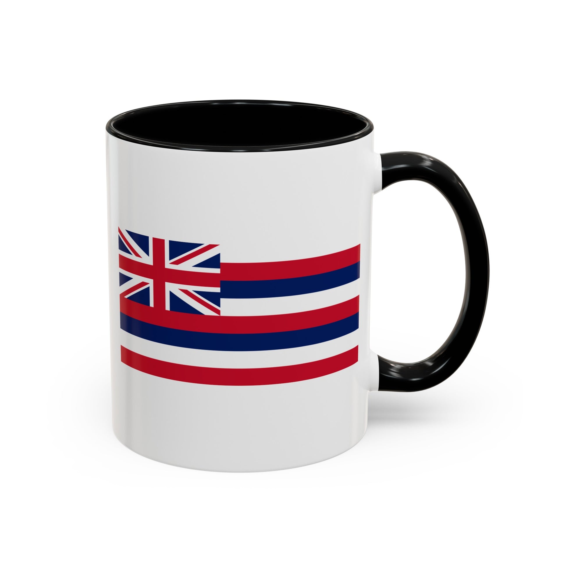 Hawaii State Flag - Double Sided Black Accent White Ceramic Coffee Mug 11oz by TheGlassyLass.com