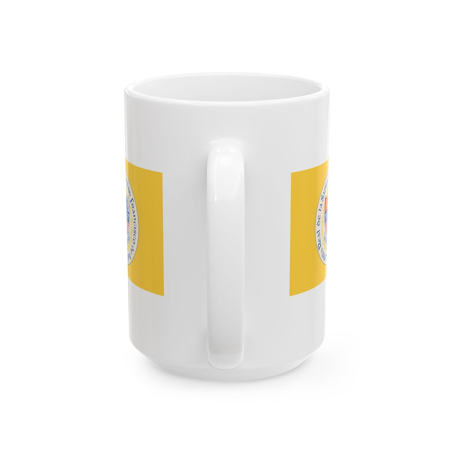 Santa Fe New Mexico Flag Coffee Mug - Double Sided Print, White Ceramic, 15oz by TheGlassyLass