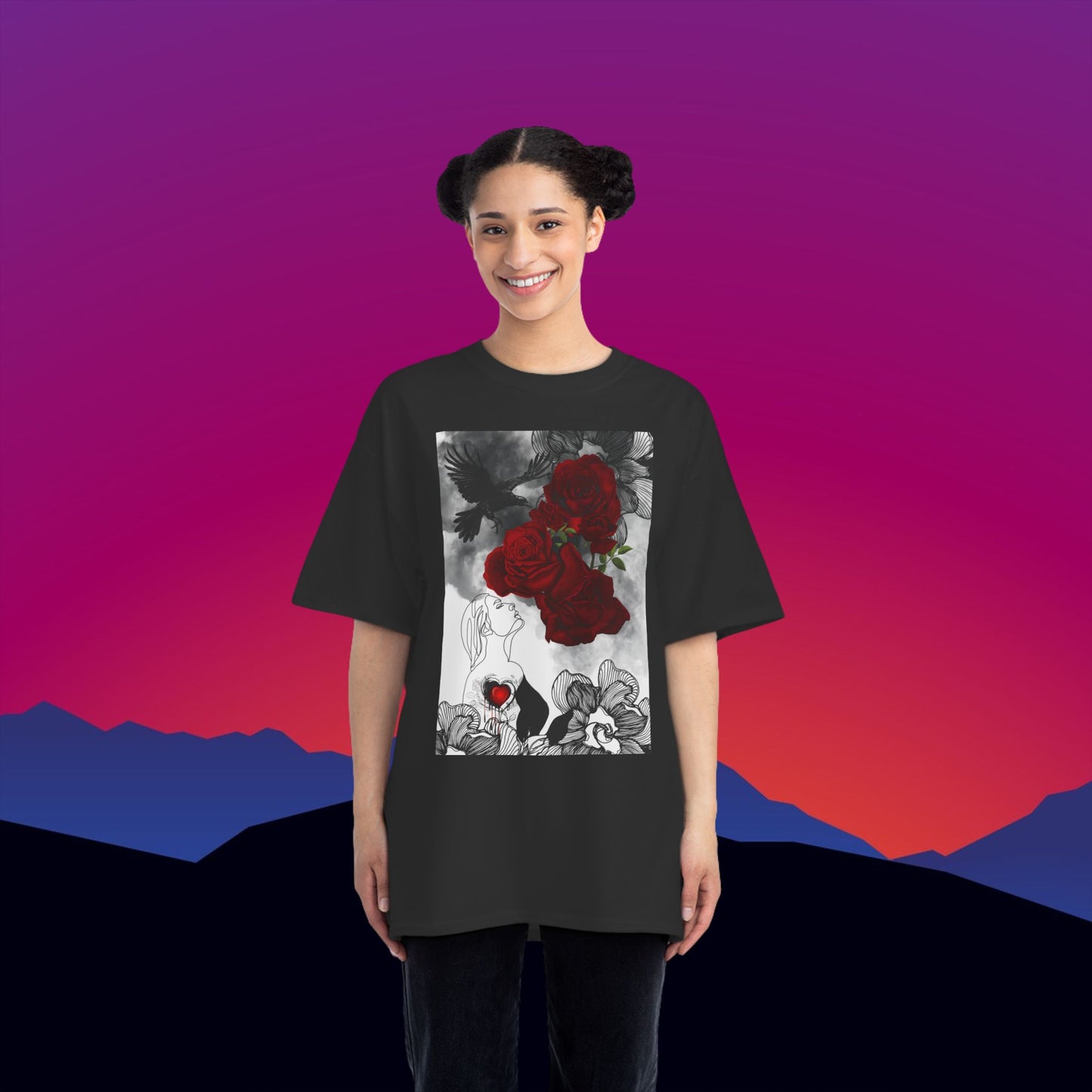 Wounded Heart T-Shirt: (Hanes Beefy-T 100% Preshrunk Cotton Custom Printed by TheGlassyLass.com
