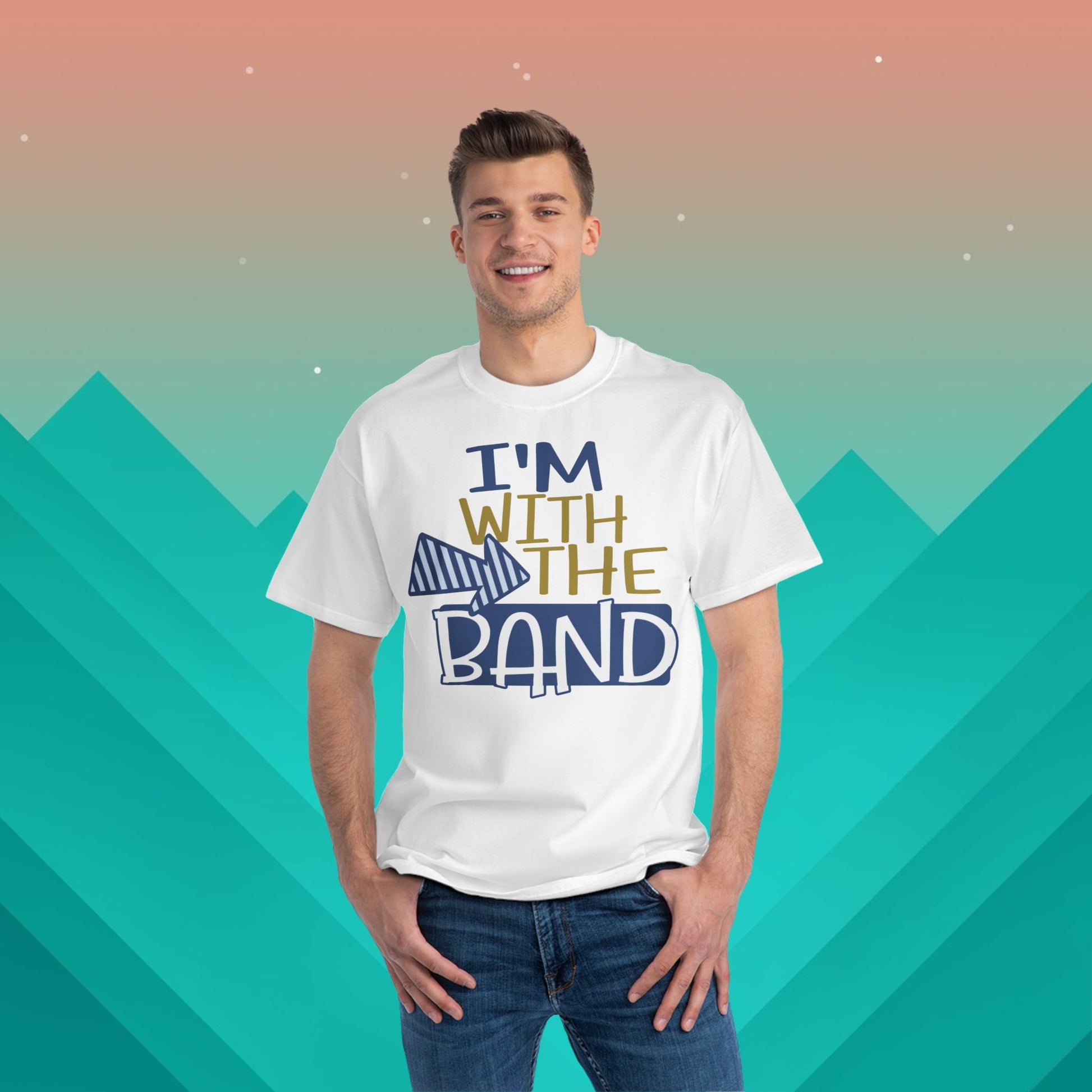 I'm With The Band T-Shirt: (Hanes Beefy-T 100% Preshrunk Cotton Custom Printed by TheGlassyLass.com