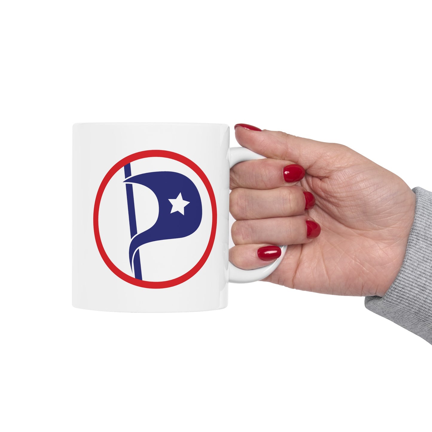 US Pirate Party Coffee Mug - Double Sided White Ceramic 11oz by TheGlassyLass.com