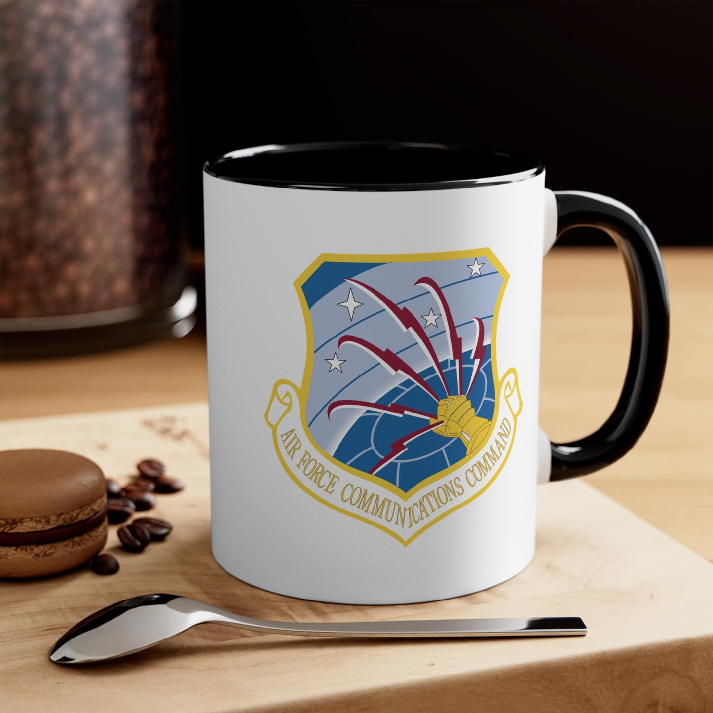 Air Force Communications Command - Double Sided Black Accent White Ceramic Coffee Mug 11oz by TheGlassyLass.com