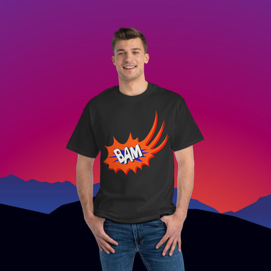 Superhero BAM T-Shirt: (Hanes Beefy-T 100% Preshrunk Cotton) Custom Printed by TheGlassyLass.com