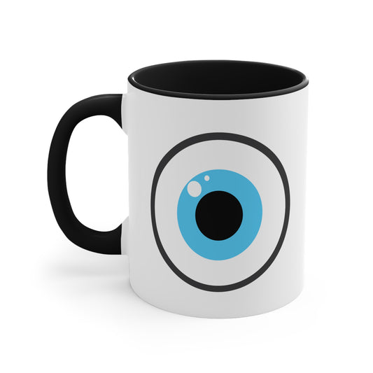 Eye on You Coffee Mug - Double Sided Black Accent White Ceramic 11oz by TheGlassyLass.com