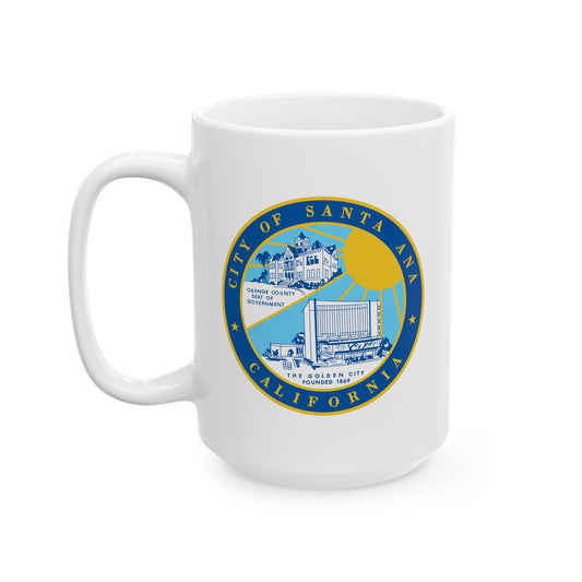 Santa Ana California Seal Coffee Mug - Double Sided Print, White Ceramic, 15oz by TheGlassyLass.com