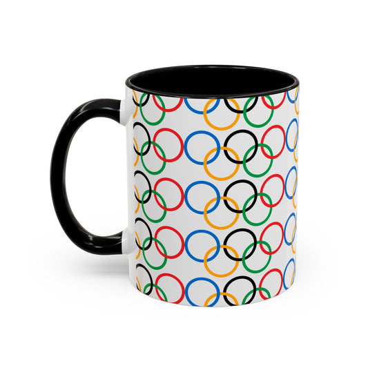 Olympic Fever Coffee Mug - Double Sided Black Accent White Ceramic 11oz by TheGlassyLass.com
