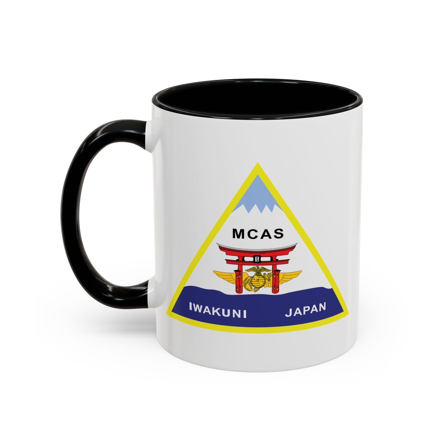 Marine Corps Air Station Iwakuni Japan Coffee Mug - Double Sided Black Accent White Ceramic 11oz by TheGlassyLass.com