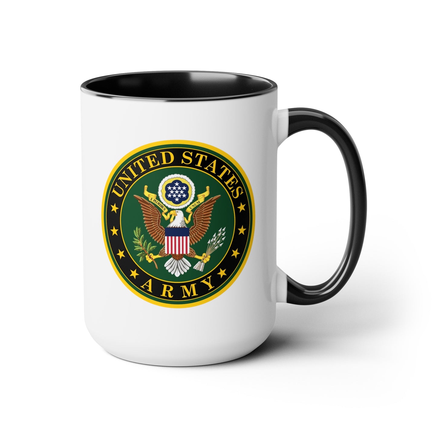 US Army Seal Coffee Mug - Double Sided Black Accent White Ceramic 15oz by TheGlassyLass.com