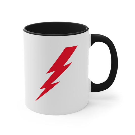 Lightning Bolt Coffee Mug - Double Sided Black Accent White Ceramic 11oz by TheGlassyLass.com