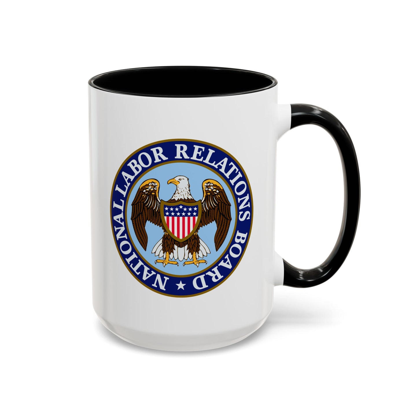 National Labor Relations Board Coffee Mug - Double Sided Print, Black Accent White Ceramic, 15oz by TheGlassyLass.com