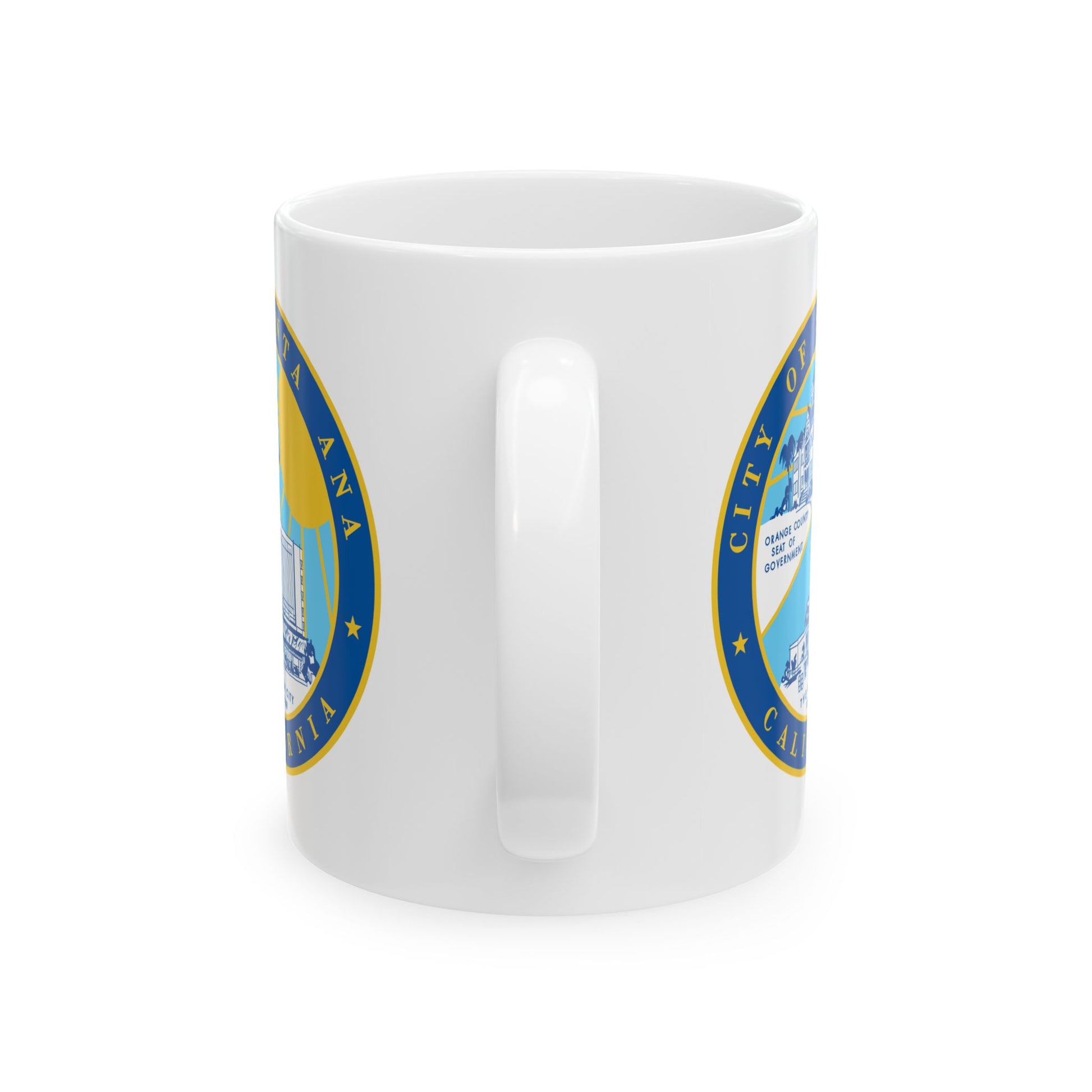 Santa Ana California Coffee Mug - Double Sided Print, White Ceramic, 11oz by TheGlassyLass.com