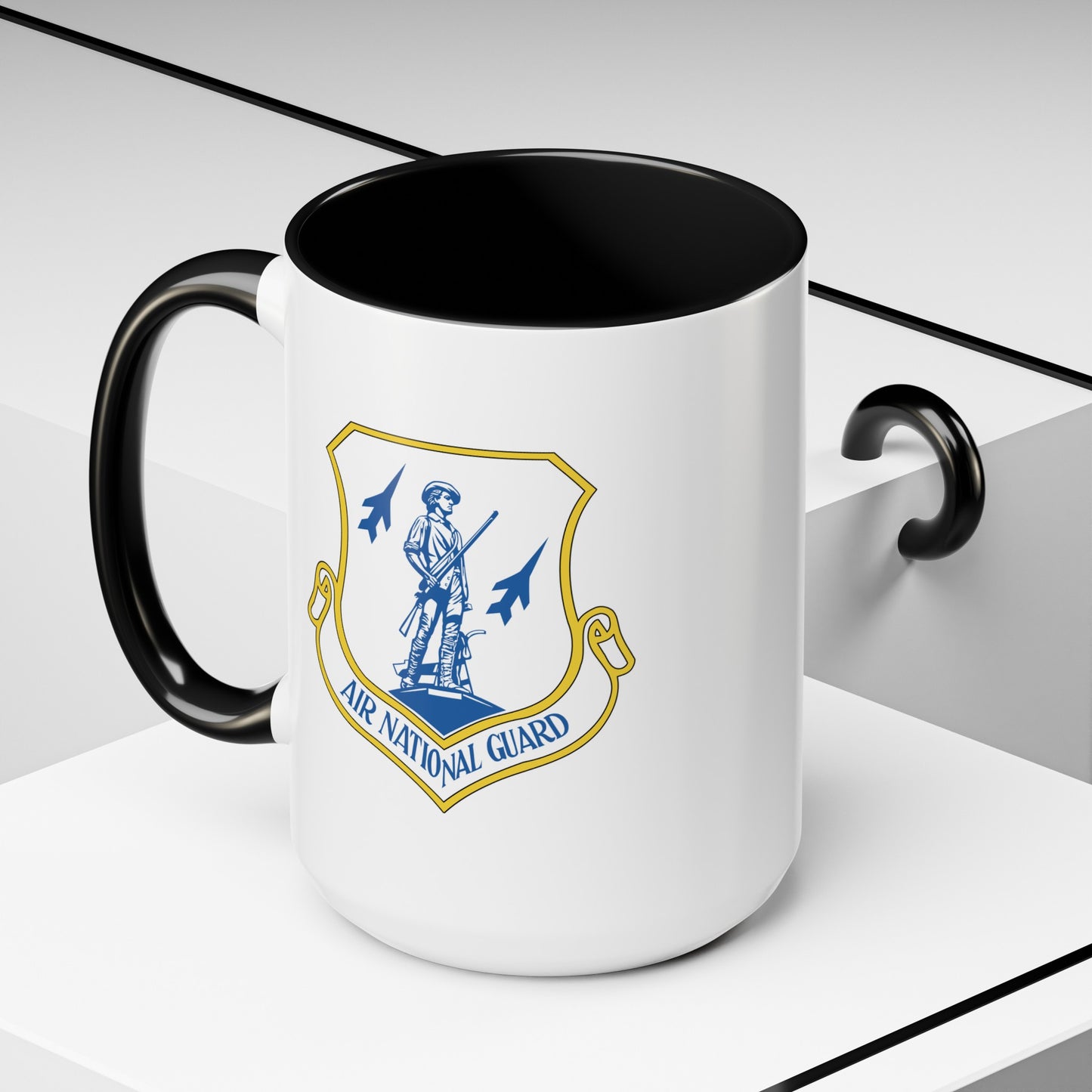 US Air Force Air National Guard - Double Sided Black Accent White Ceramic Coffee Mug 15oz by TheGlassyLass.com