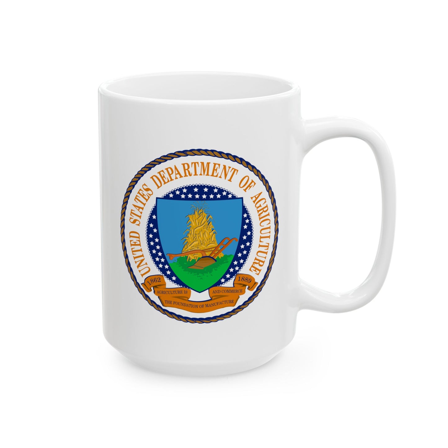 United States Department of Agriculture Seal Coffee Mug - Double Sided White Ceramic 15oz by TheGlassyLass.com