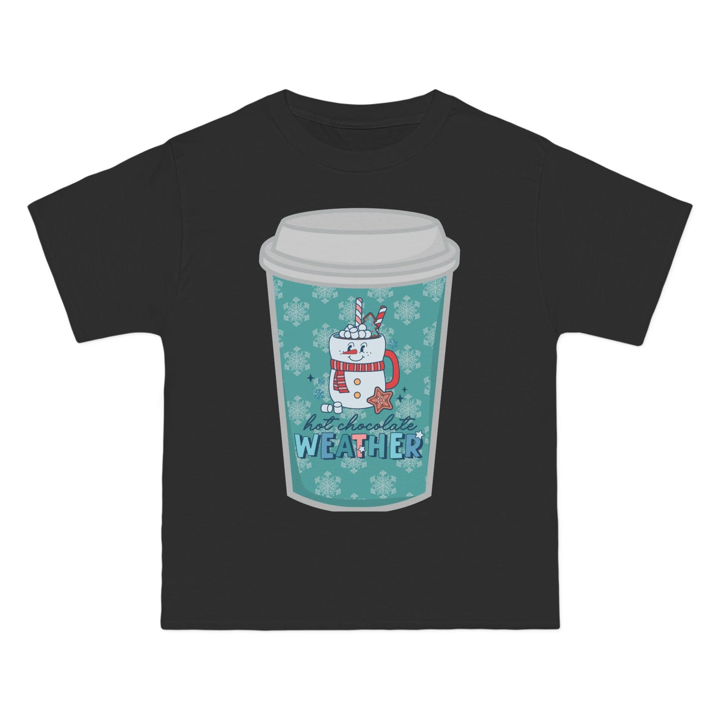 Hot Chocolate Weather Christmas T-Shirt: (Hanes Beefy-T 100% Preshrunk Cotton Custom Printed by TheGlassyLass.com