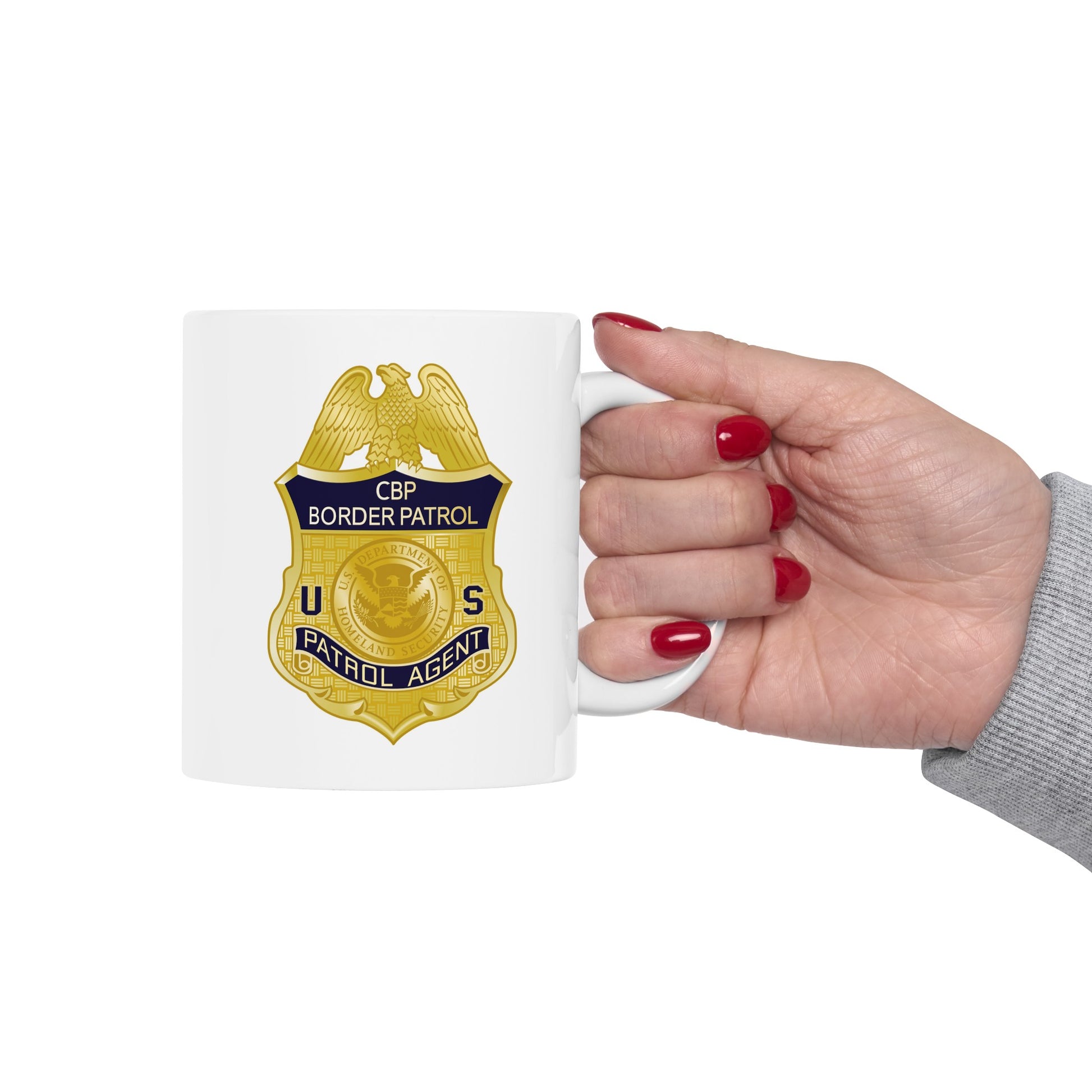 US CBP Patrol Agent Coffee Mug - Double Sided White Ceramic 11oz by TheGlassyLass.com