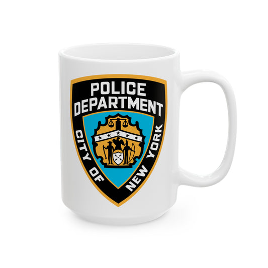 NYPD Logo Coffee Mug - Double Sided White Ceramic 15oz by TheGlassyLass.com