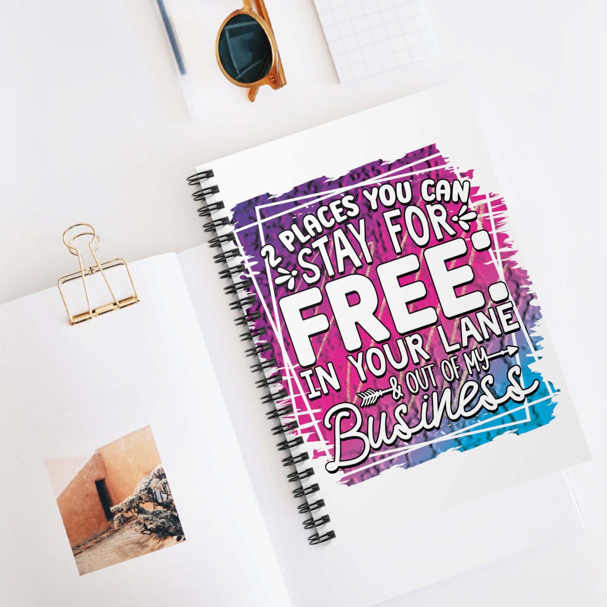 Stay for Free: Spiral Notebook - Log Books - Journals - Diaries - and More Custom Printed by TheGlassyLass.com
