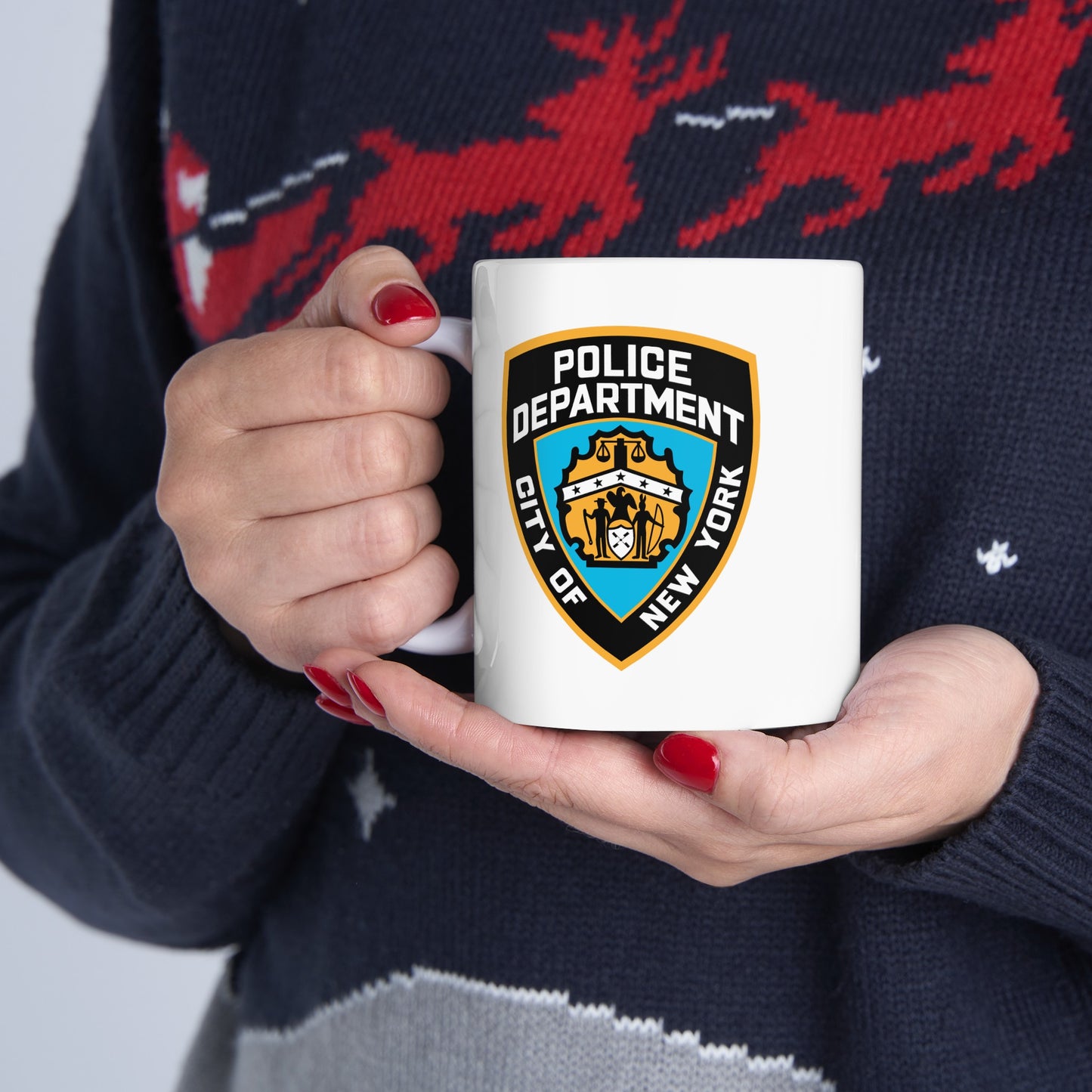 NYPD Logo Coffee Mug - Double Sided White Ceramic 11oz by TheGlassyLass.com