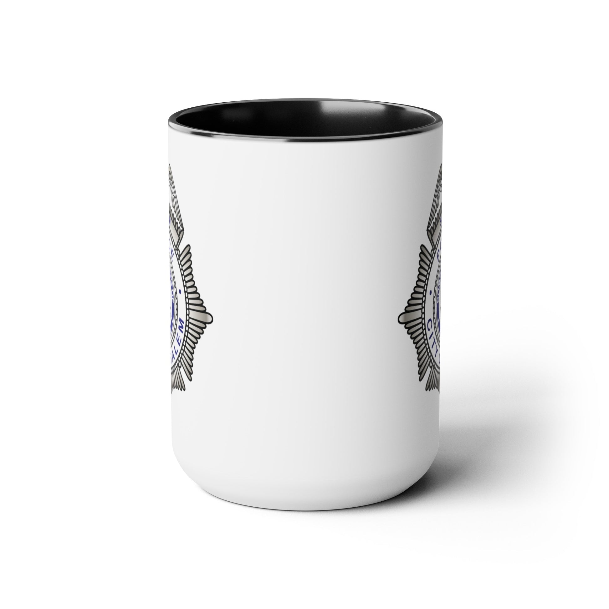 Salem Police Coffee Mug - Double Sided Black Accent White Ceramic 15oz by TheGlassyLass.com