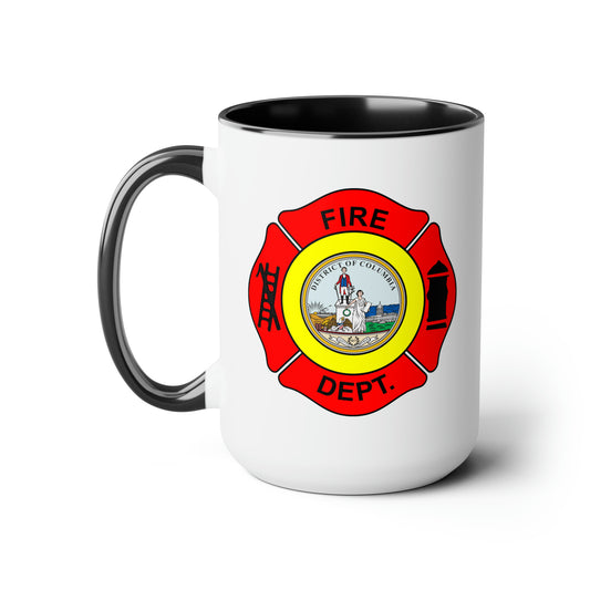 Washington DC Fire Department Coffee Mug - Double Sided Black Accent White Ceramic 15oz by TheGlassyLass.com