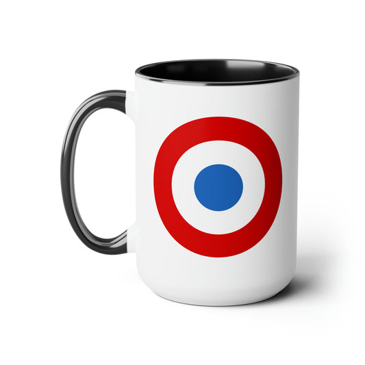 French Air Force Roundel Coffee Mug - Double Sided Black Accent Ceramic 15oz - by TheGlassyLass.com