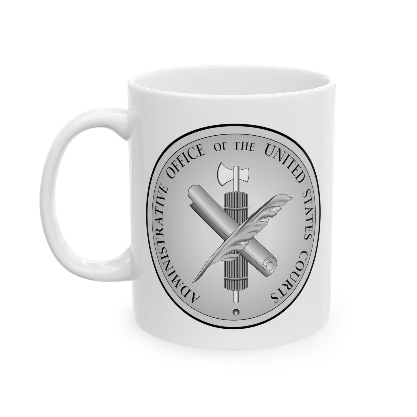 Administrative Office of the United States Courts Seal Coffee Mug - Double Sided Print, White Ceramic, 11oz by TheGlassyLass.com