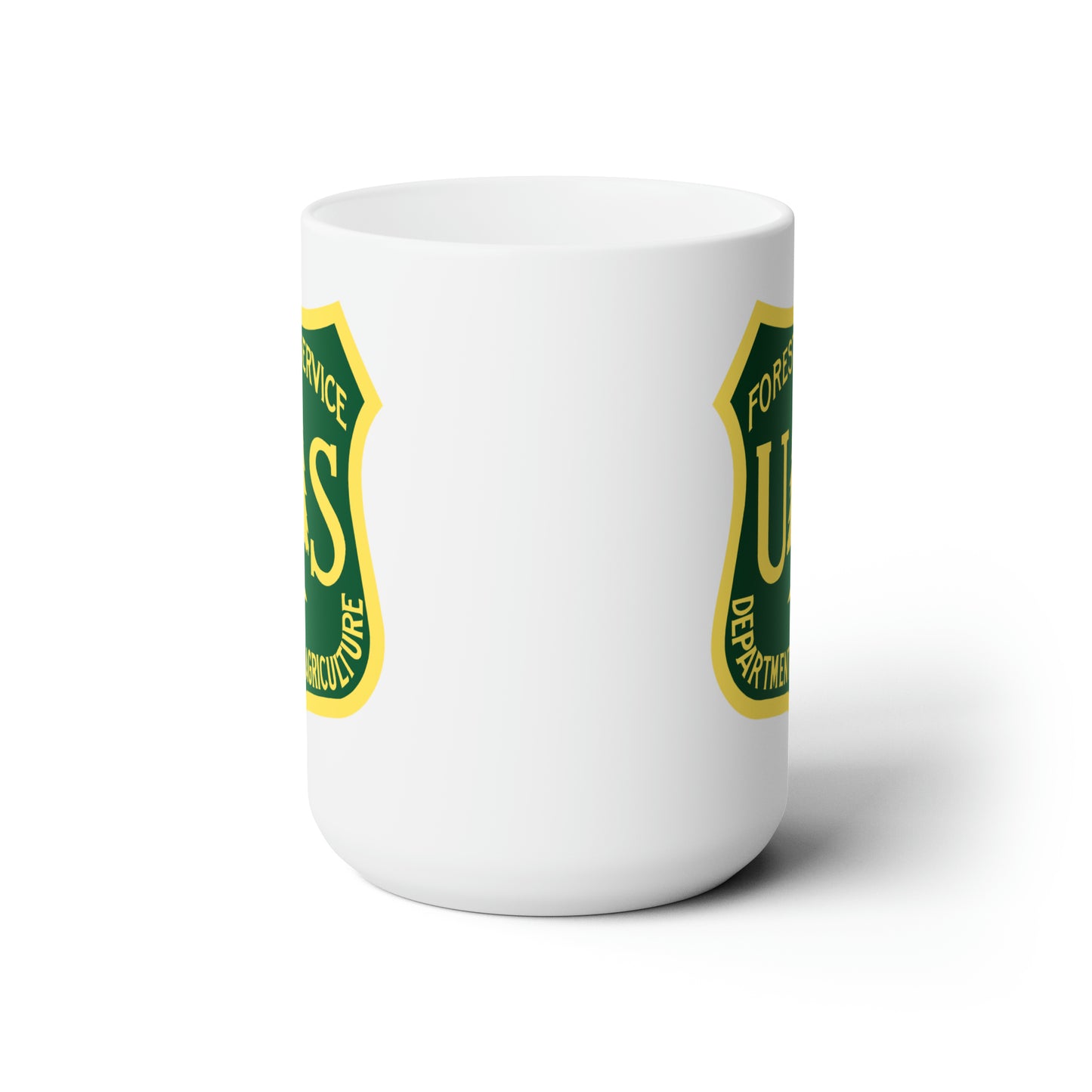 Forest Service Coffee Mug - Double Sided White Ceramic 15oz by TheGlassyLass.com